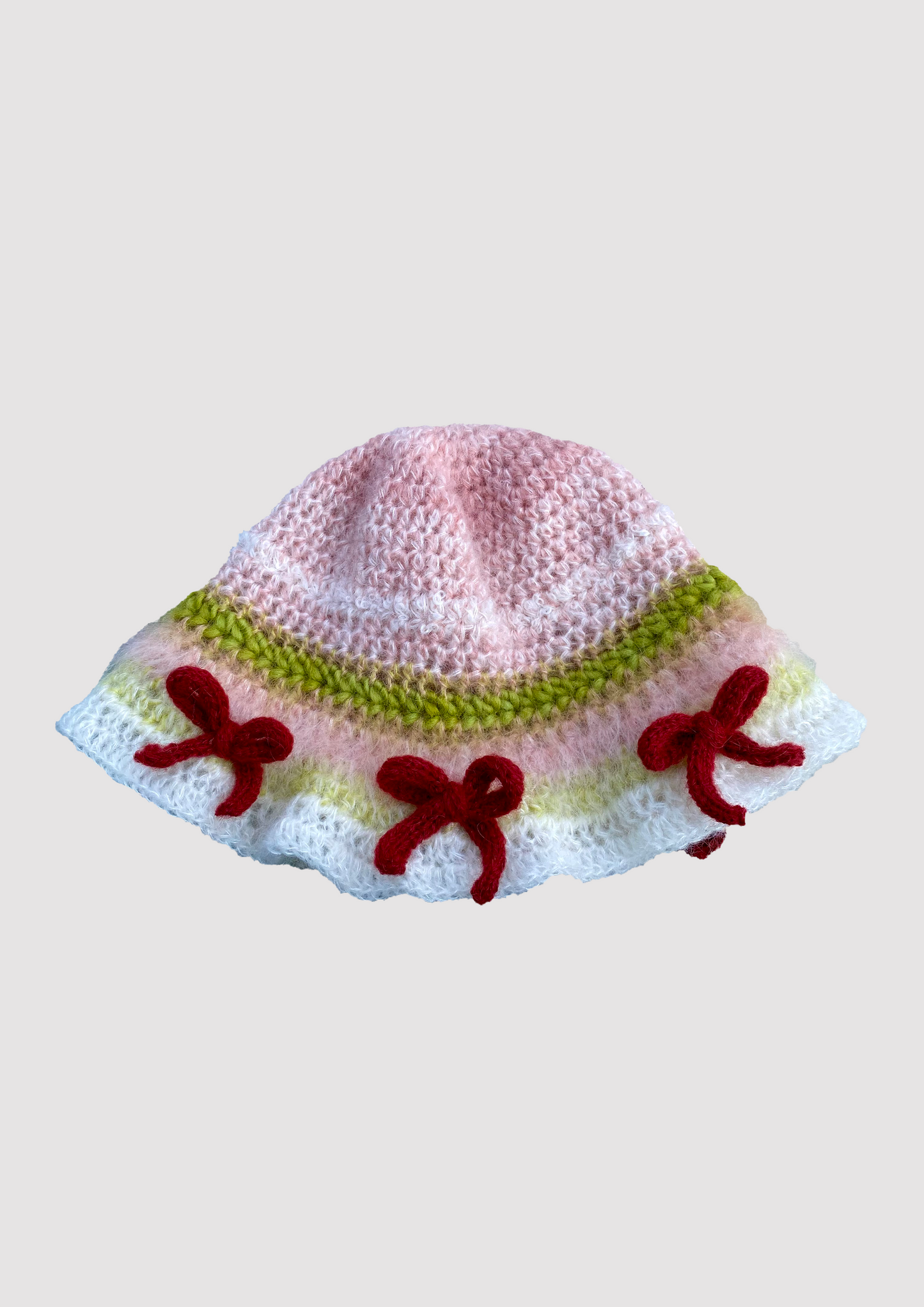 nori mini bow hat in pink sand and honeydew