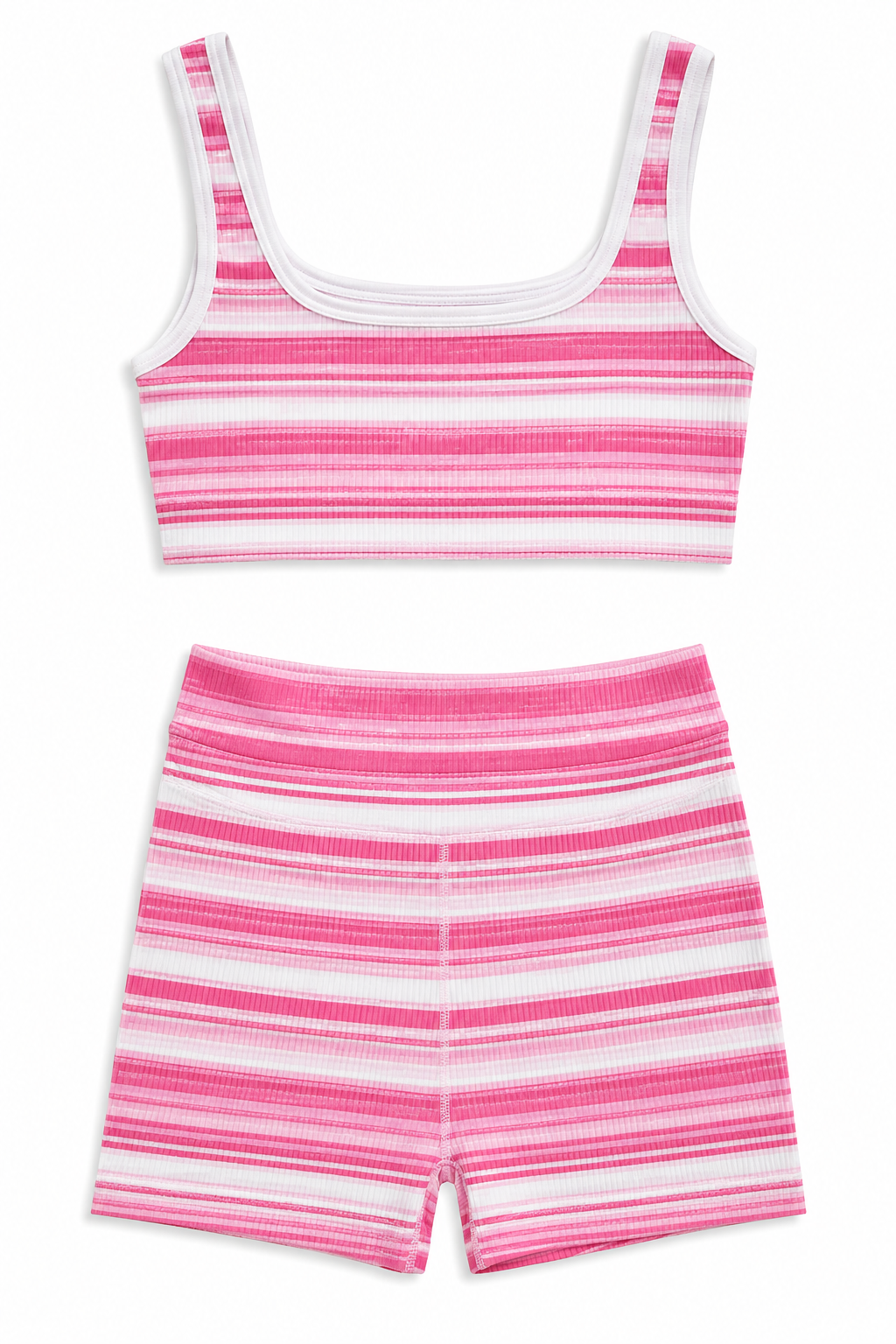 Pink Striped Ribbed Set