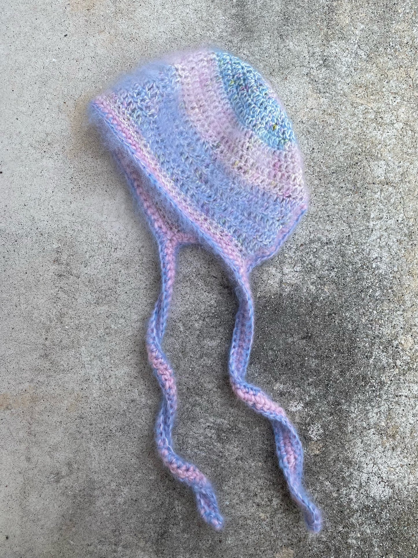 nori mohair baby bonnet in fairy floss