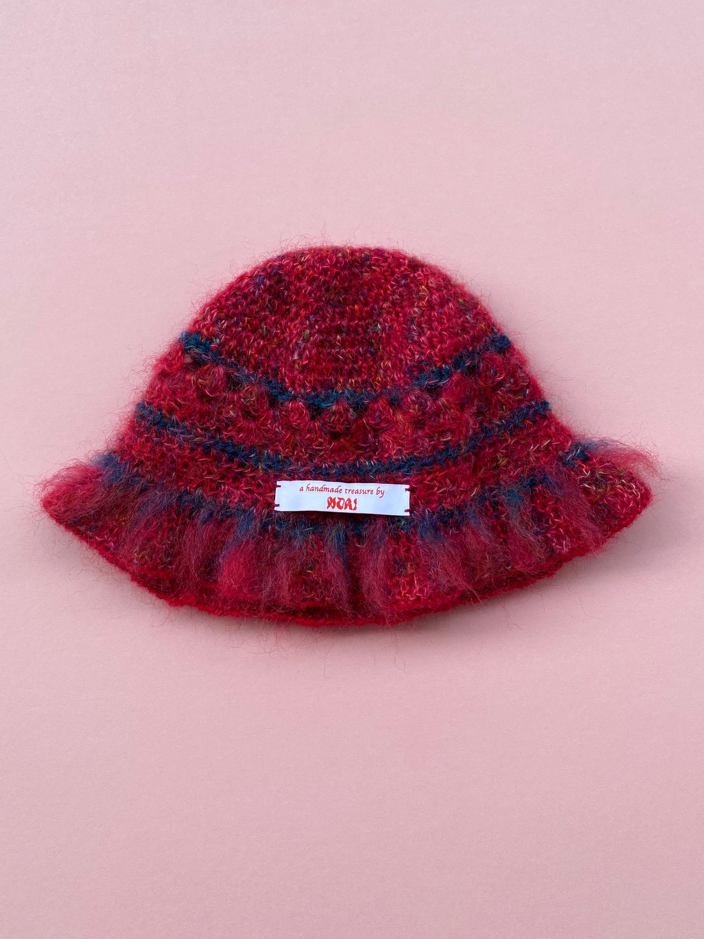 nori one of a kind mohair hat in red sunburst