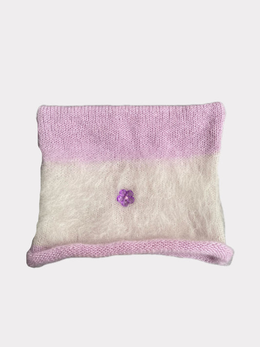 Neko one of a kind mohair hat in milk and lilac