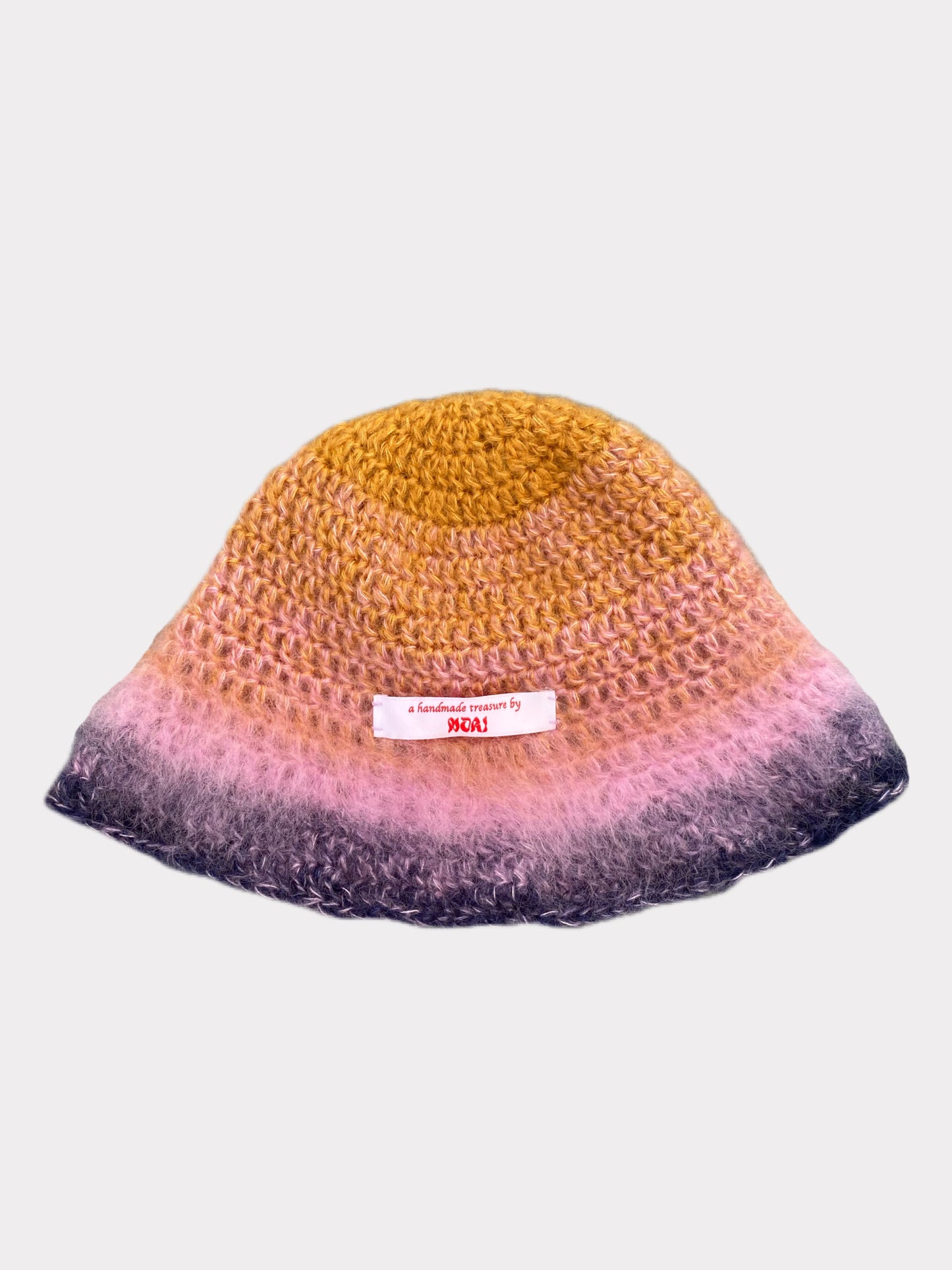 nori one of a kind brushed mohair hat in marmalade and blush