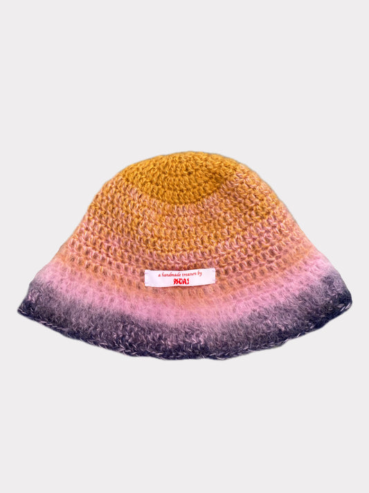 nori one of a kind brushed mohair hat in marmalade and blush