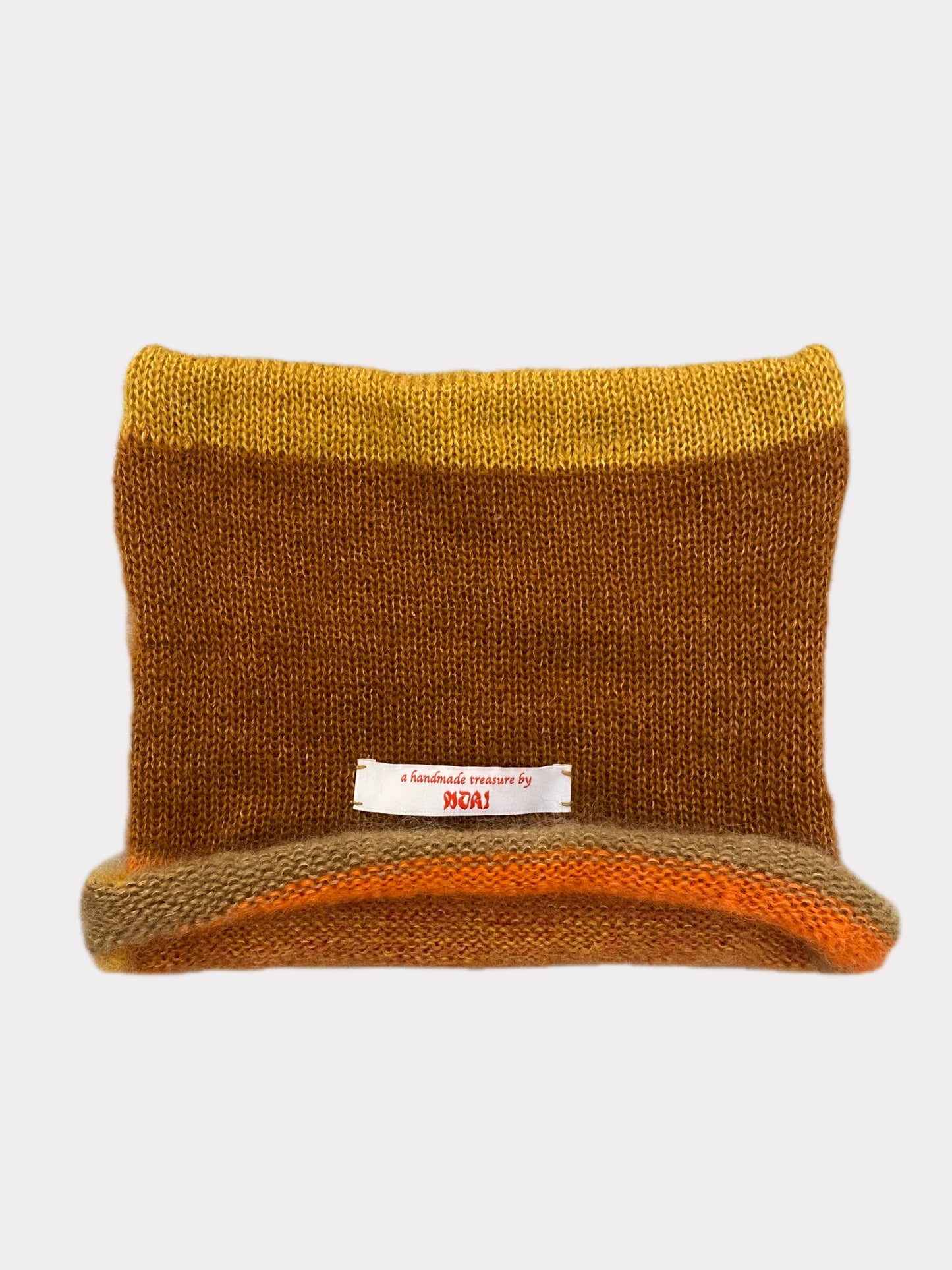 neko brushed beanie in caramel brown and copper