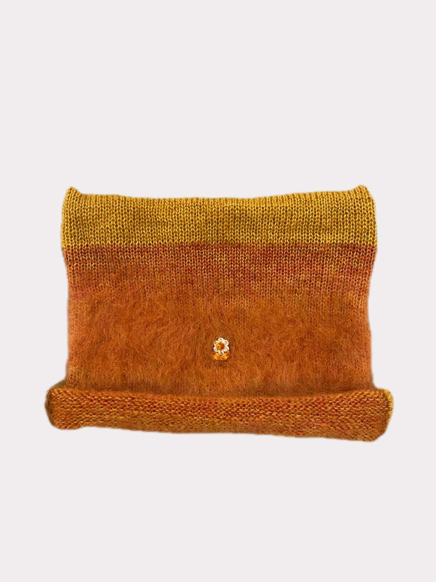 neko brushed beanie in caramel brown and copper