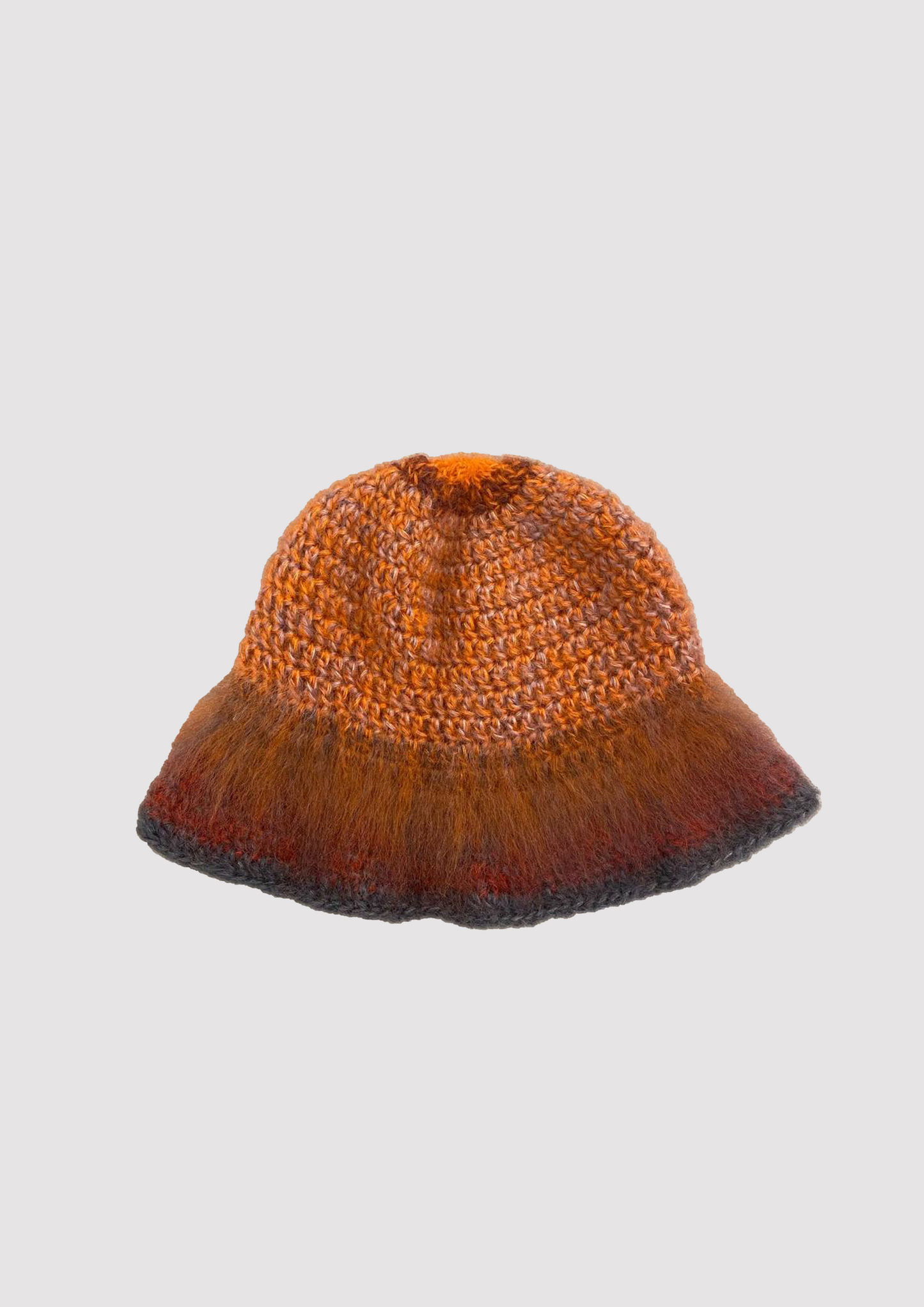 nori one of a kind brushed mohair hat in apricot, maroon and ink blue