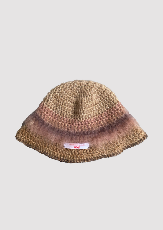 nori one of a kind brushed unisex mohair hat in blushed teddy