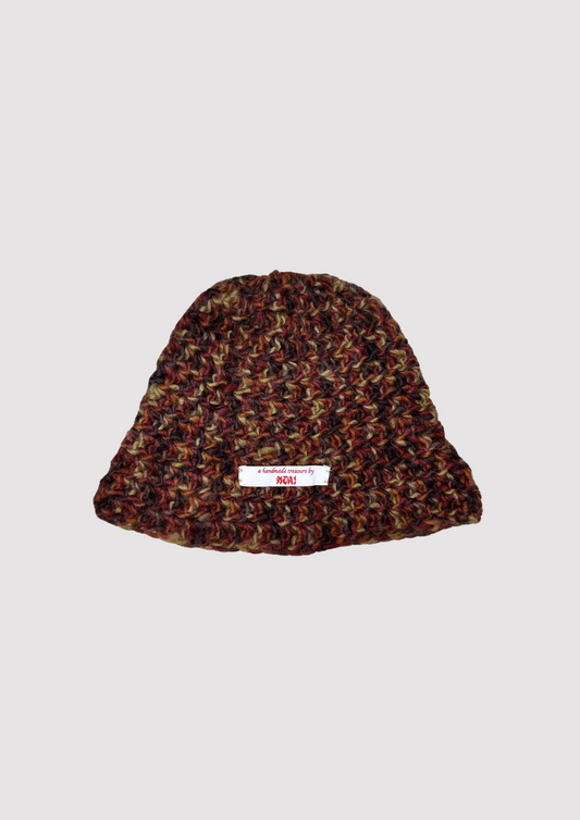 nori one of a kind crochet hat in rust print